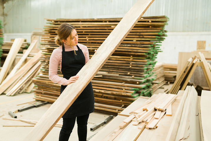 woman holding board 